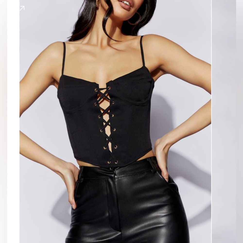 Meshki Black Lace-Up Crop Top